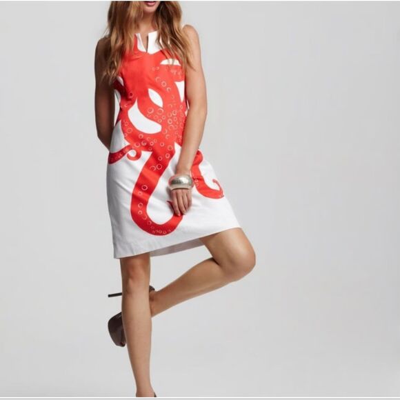 Lilly Pulitzer Rare Taytay Octopus Print Sleeveless Shift Dress Size 8 - Picture 2 of 14